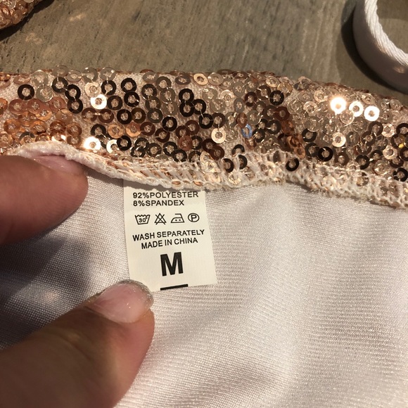 SOLD! White and Gold Sparkly Bikini - Picture 3 of 4